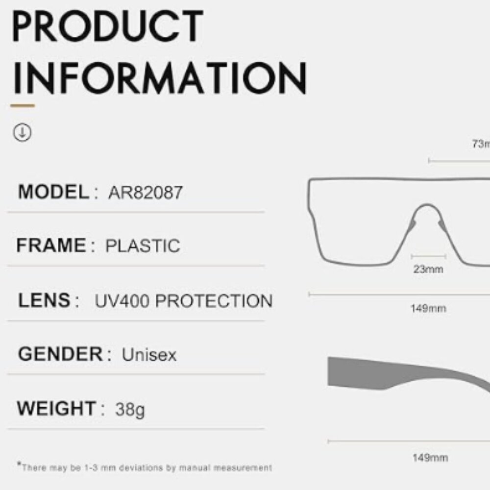 New Oversized Square Shield Polarized Lens Sunglasses - Picture 5 of 8
